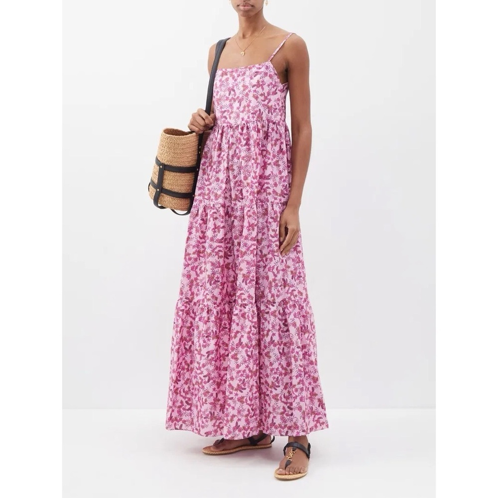 MATTEAU Tiered Floral Pink Maxi Sundress size 4 (US 8)